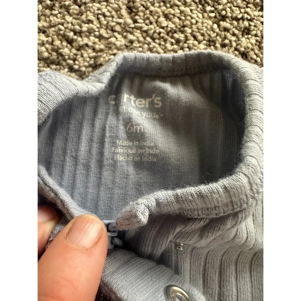 Carters Just One You Baby Boy Blue Ribbed Zip Up Footed Sleeper Pajama 6M